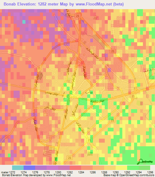 Bonab,Iran Elevation Map