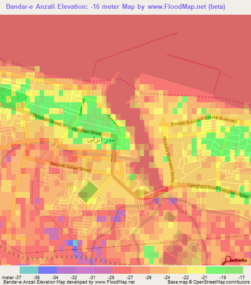 Bandar-e Anzali,Iran Elevation Map