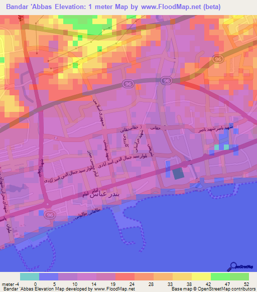 Bandar 'Abbas,Iran Elevation Map