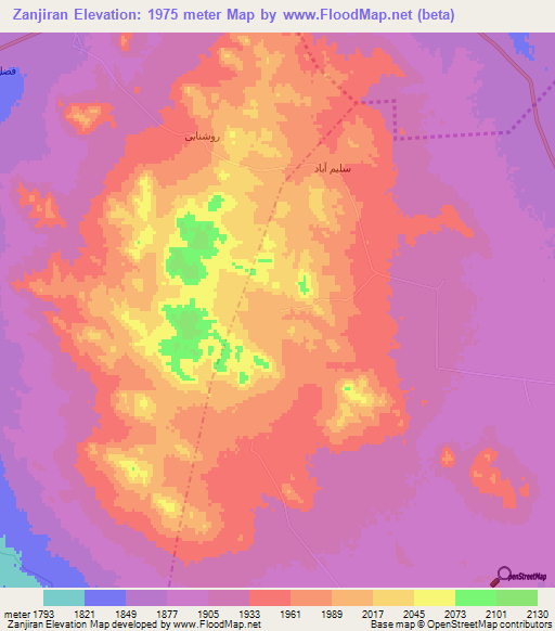 Zanjiran,Iran Elevation Map