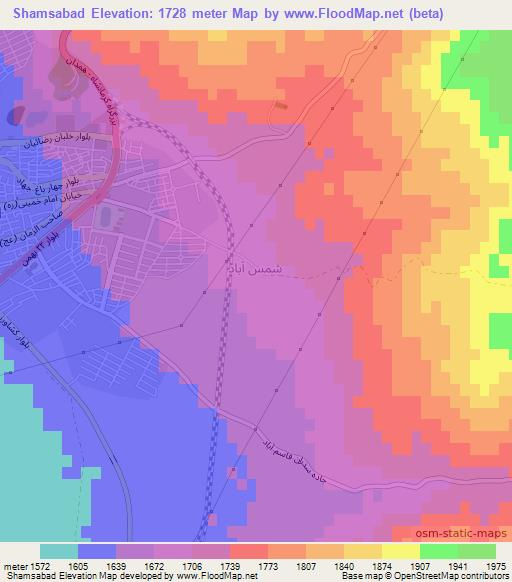 Shamsabad,Iran Elevation Map