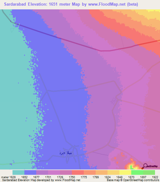 Sardarabad,Iran Elevation Map