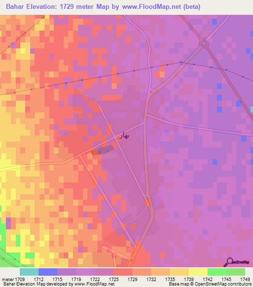 Bahar,Iran Elevation Map