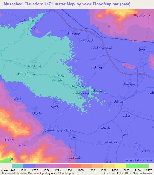 Musaabad,Iran Elevation Map