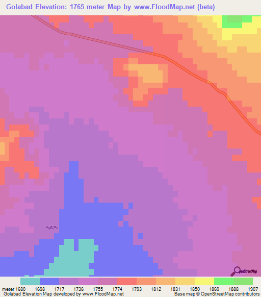 Golabad,Iran Elevation Map