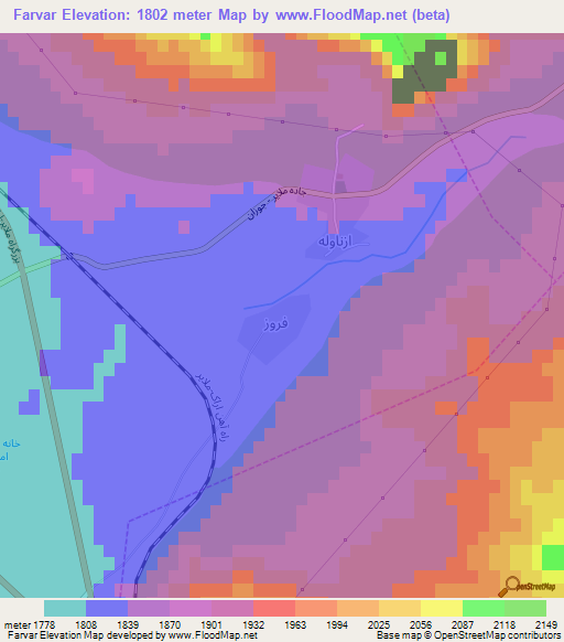 Farvar,Iran Elevation Map