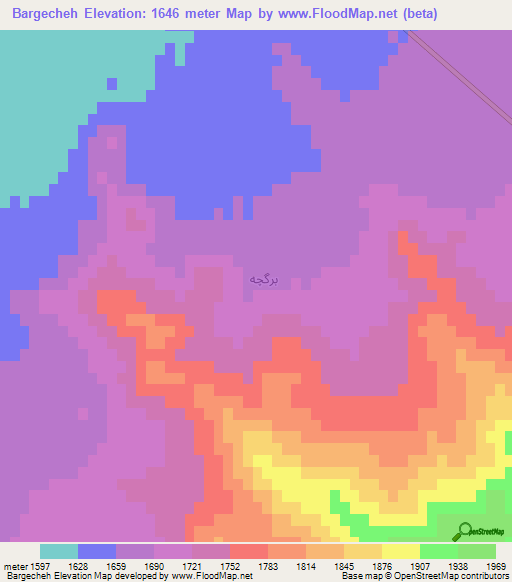 Bargecheh,Iran Elevation Map