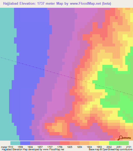 Hajjiabad,Iran Elevation Map