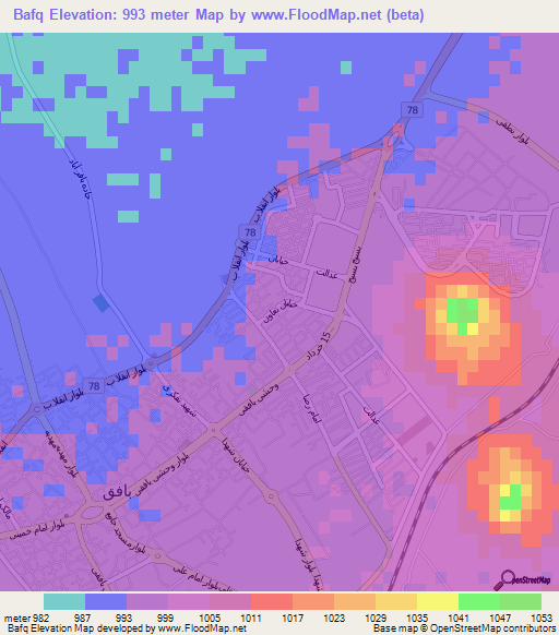 Bafq,Iran Elevation Map