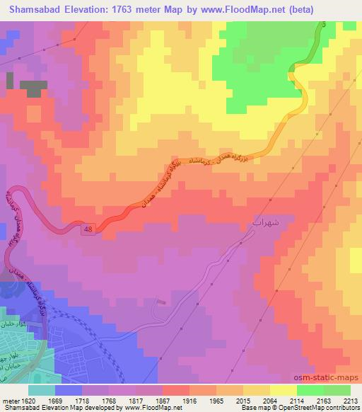 Shamsabad,Iran Elevation Map