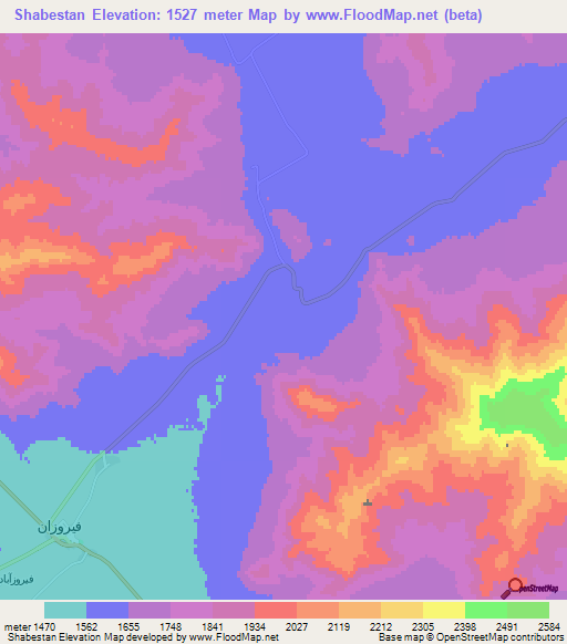 Shabestan,Iran Elevation Map