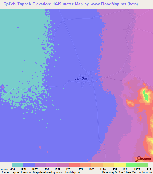 Qal`eh Tappeh,Iran Elevation Map