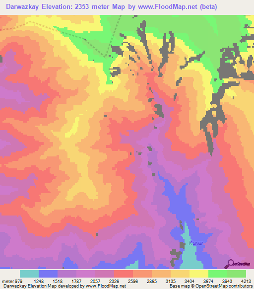Darwazkay,Afghanistan Elevation Map