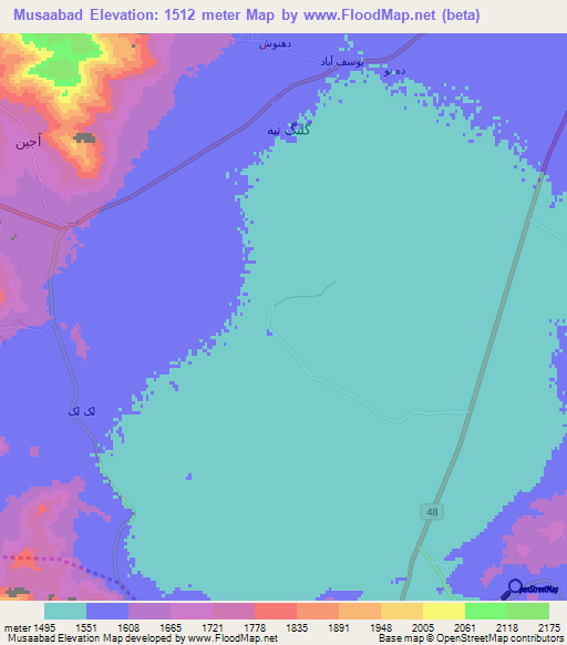 Musaabad,Iran Elevation Map