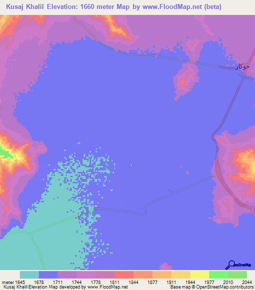 Kusaj Khalil,Iran Elevation Map