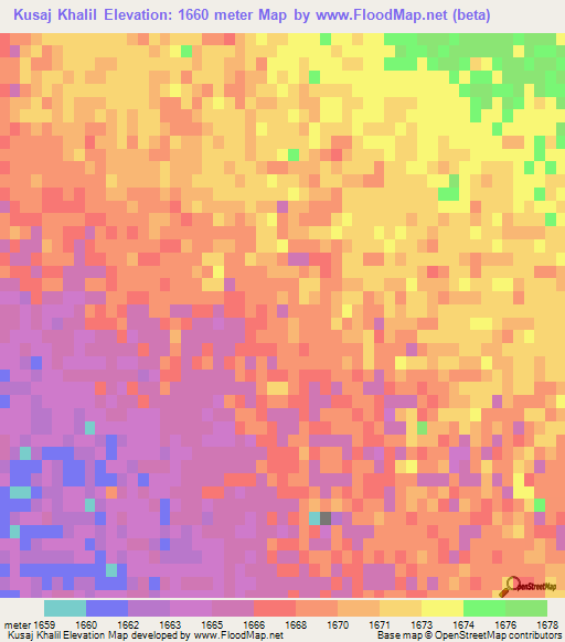 Kusaj Khalil,Iran Elevation Map