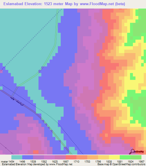 Eslamabad,Iran Elevation Map