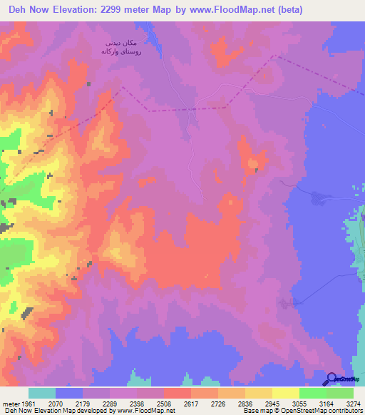 Deh Now,Iran Elevation Map