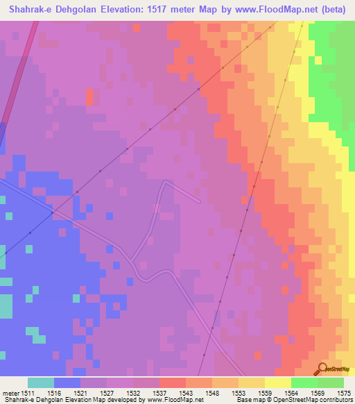 Shahrak-e Dehgolan,Iran Elevation Map