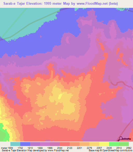 Sarab-e Tajar,Iran Elevation Map