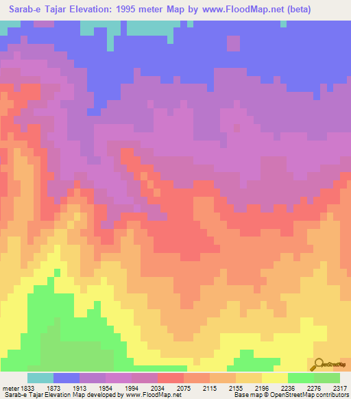 Sarab-e Tajar,Iran Elevation Map