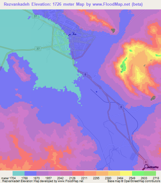 Rezvankadeh,Iran Elevation Map