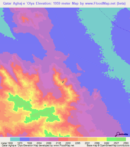Qatar Aghaj-e `Olya,Iran Elevation Map