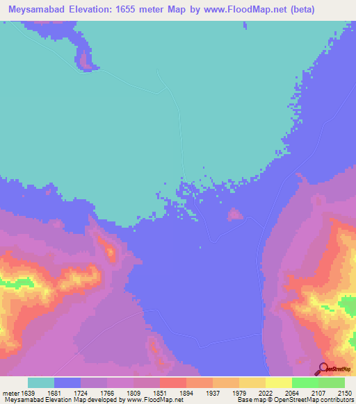 Meysamabad,Iran Elevation Map