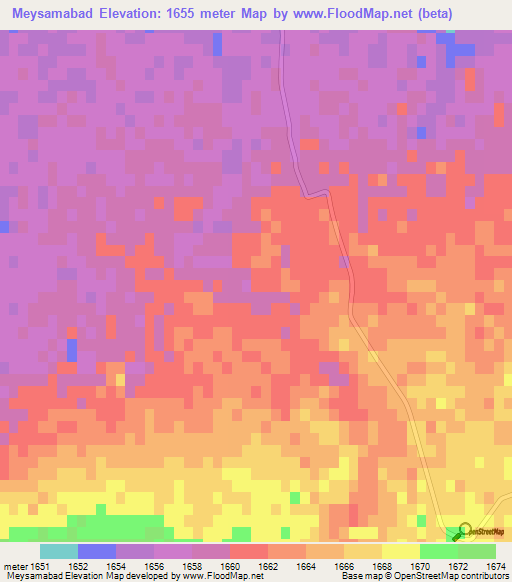 Meysamabad,Iran Elevation Map