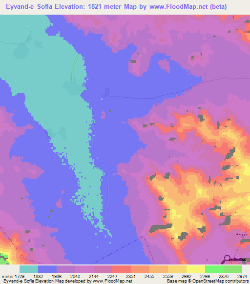Eyvand-e Sofla,Iran Elevation Map