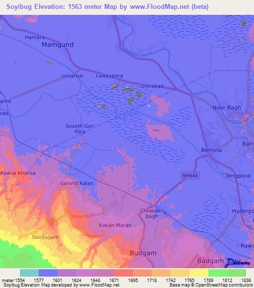Soyibug,India Elevation Map