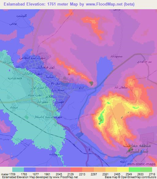 Eslamabad,Iran Elevation Map
