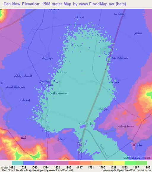 Deh Now,Iran Elevation Map