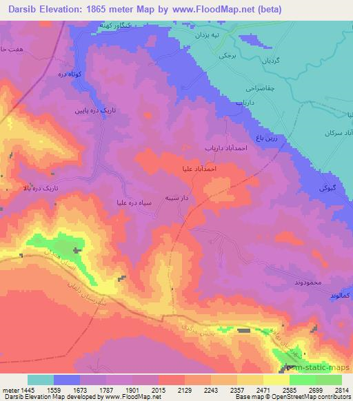 Darsib,Iran Elevation Map
