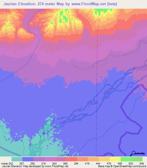 Jaurian,India Elevation Map