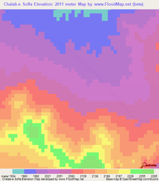 Chalab-e Sofla,Iran Elevation Map
