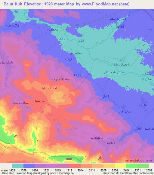 Balut Kuh,Iran Elevation Map