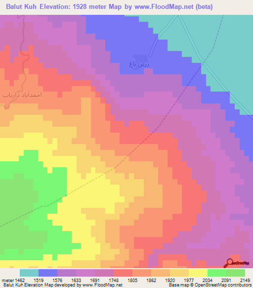 Balut Kuh,Iran Elevation Map