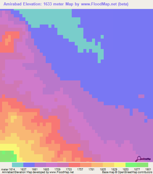 Amirabad,Iran Elevation Map