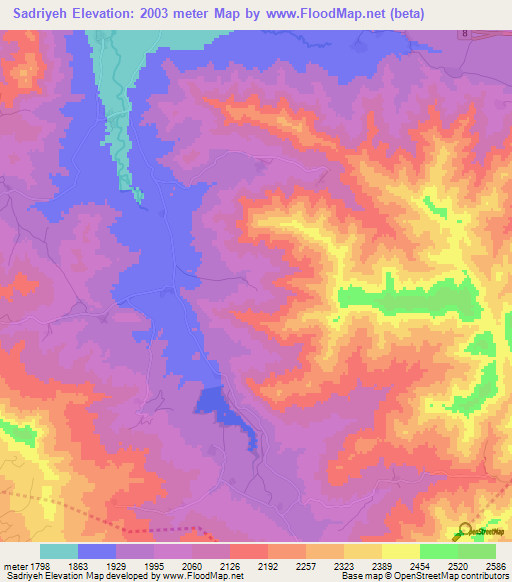 Sadriyeh,Iran Elevation Map