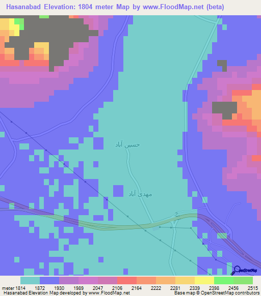Hasanabad,Iran Elevation Map