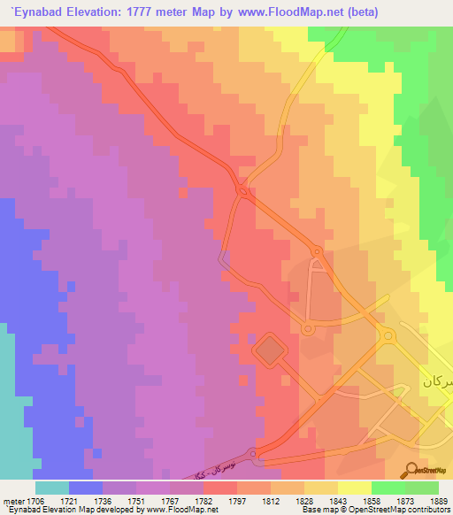 `Eynabad,Iran Elevation Map