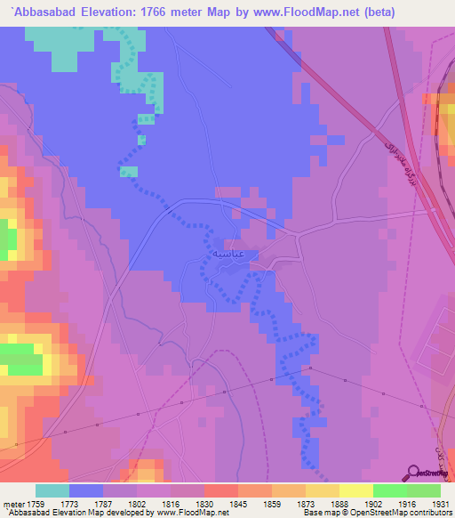 `Abbasabad,Iran Elevation Map
