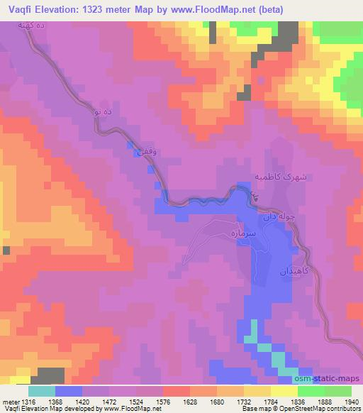 Vaqfi,Iran Elevation Map