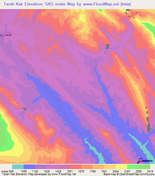 Tarah Kak,Iran Elevation Map