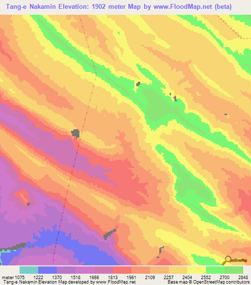 Tang-e Nakamin,Iran Elevation Map