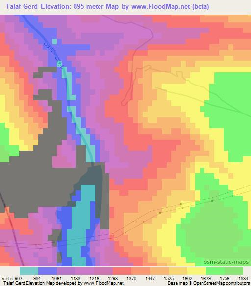 Talaf Gerd,Iran Elevation Map