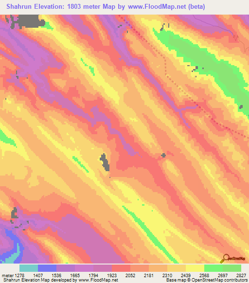Shahrun,Iran Elevation Map