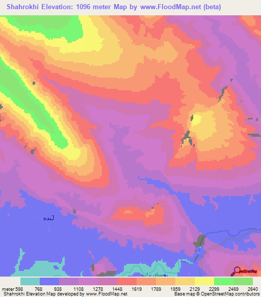 Shahrokhi,Iran Elevation Map