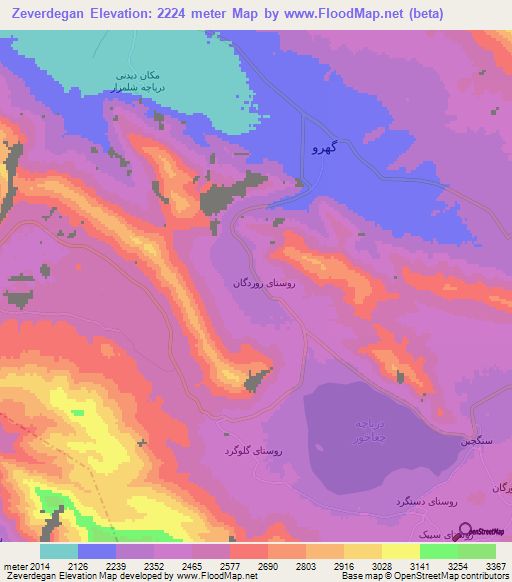 Zeverdegan,Iran Elevation Map